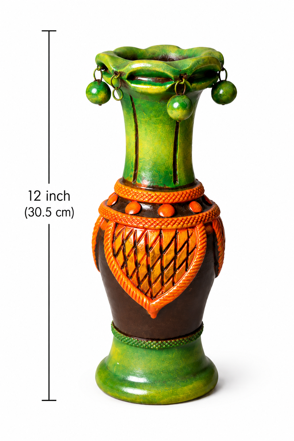 Handmade GI Tagged Gorakhpur Terracotta Heritage Bell Vase (12 Inch)
