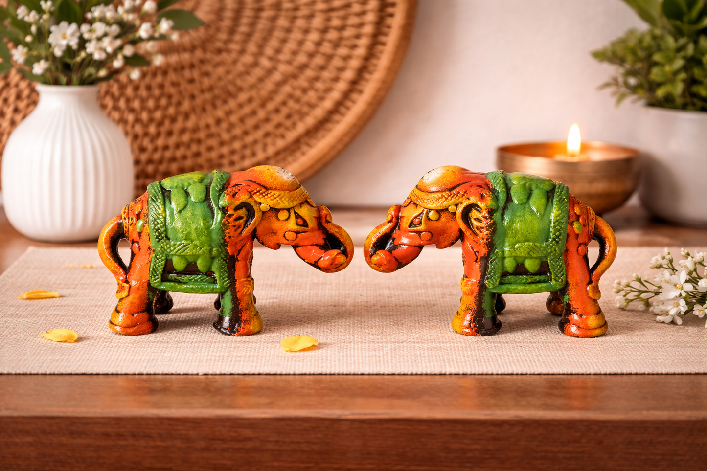 Handmade GI Tagged Gorakhpur Terracotta Royal Elephant Figurines (Set of 2) – 4 Inches