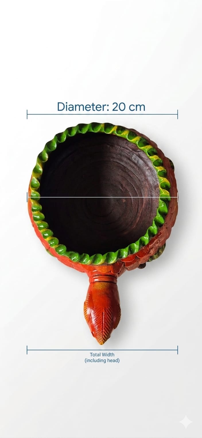 Handmade GI Tagged Gorakhpur Terracotta Royal Tortoise Urli Bowl (37 cm Overall Length)