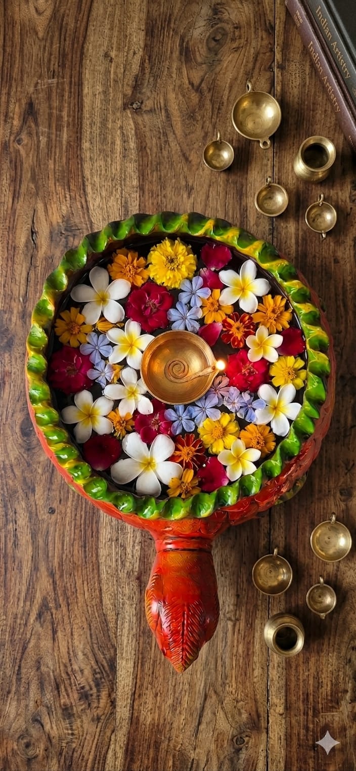 Handmade GI Tagged Gorakhpur Terracotta Royal Tortoise Urli Bowl (37 cm Overall Length)