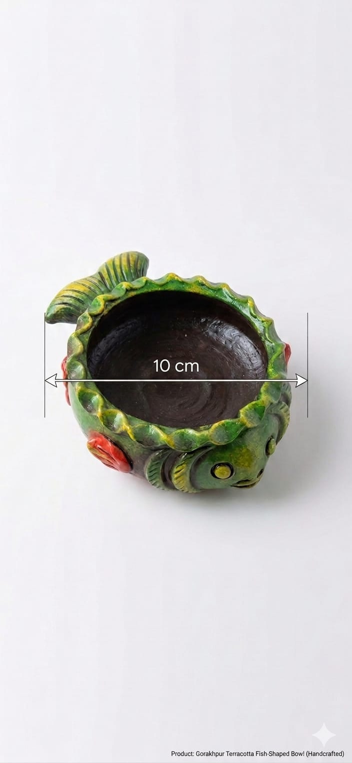 Handmade GI Tagged Gorakhpur Terracotta Mini Fish Urli Bowl (10 cm)