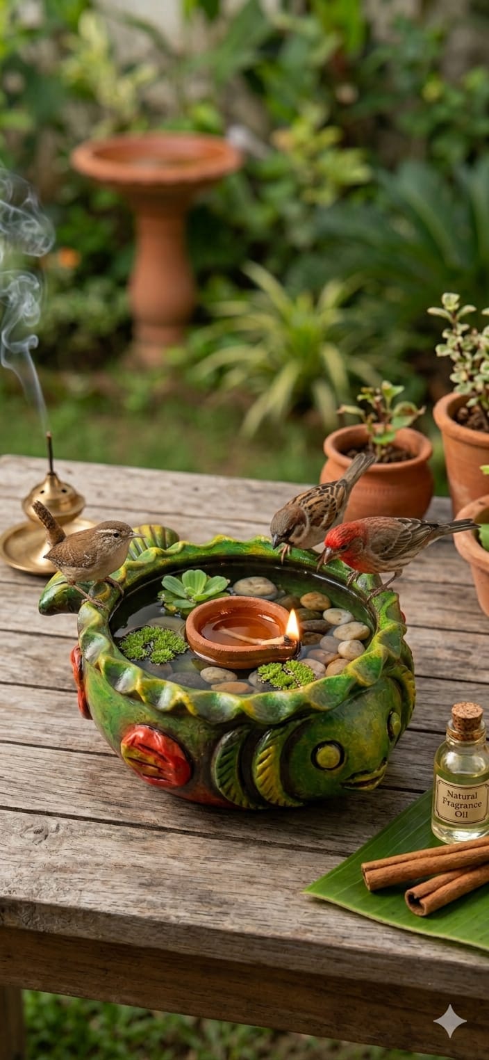 Handmade GI Tagged Gorakhpur Terracotta Mini Fish Urli Bowl (10 cm)