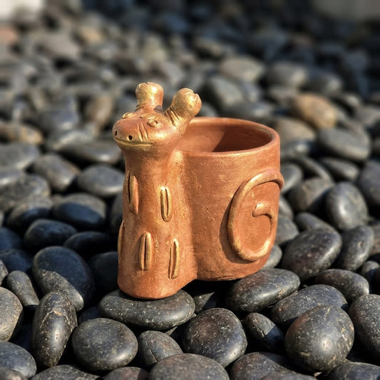 Handmade GI Tagged Gorakhpur Terracotta Snail Pen Stand & Mini Planter – Copper Metallic Finish 5 inch