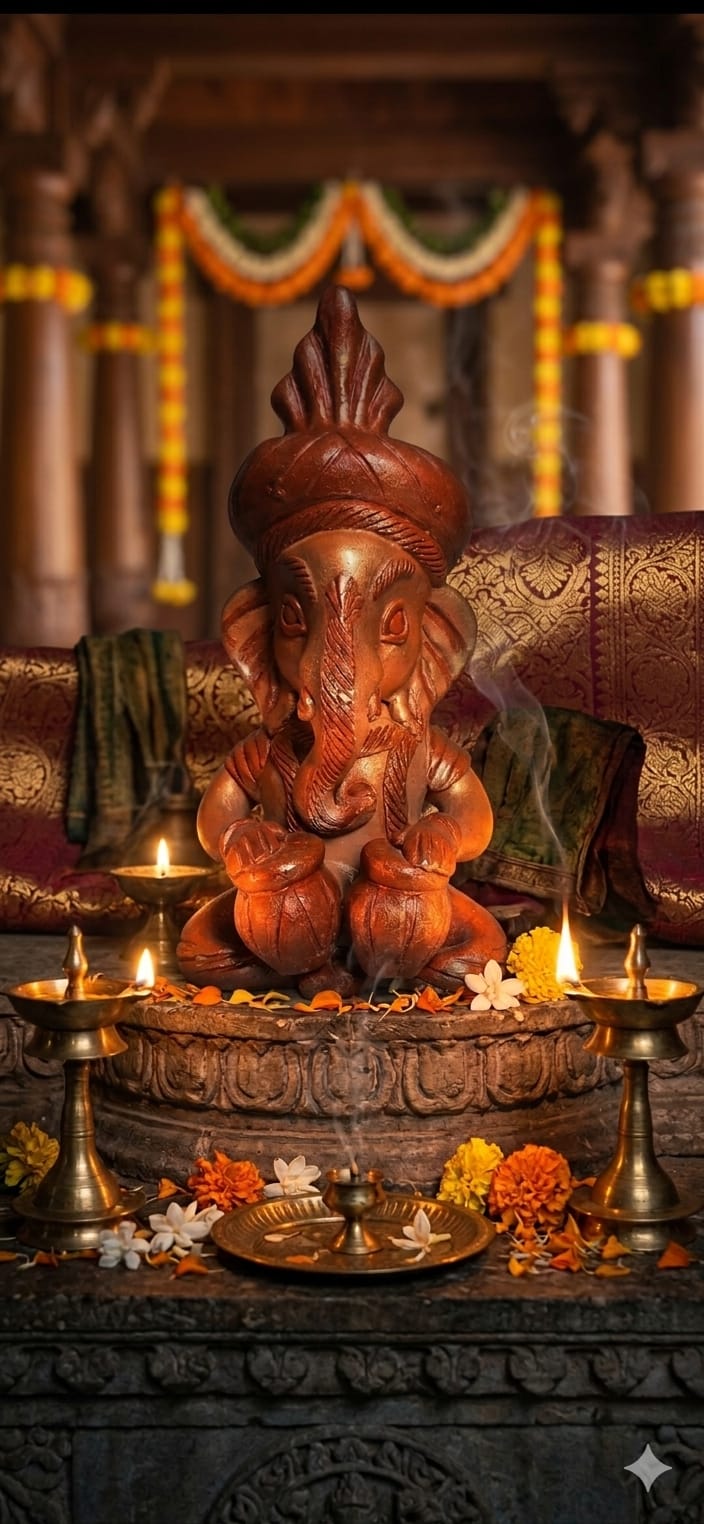 Handmade GI Tagged Gorakhpur Terracotta Musical Lord Ganesha Showpiece – 8 Inch