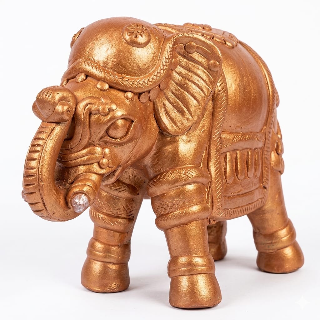 Handmade GI Tagged Gorakhpur Terracotta Royal Elephant Showpiece (8 Inch)