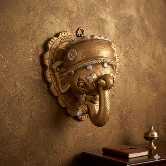 Handmade GI Tagged Gorakhpur Terracotta Lord Ganesha Wall Planter & Wall Vase – Copper Metallic Finish