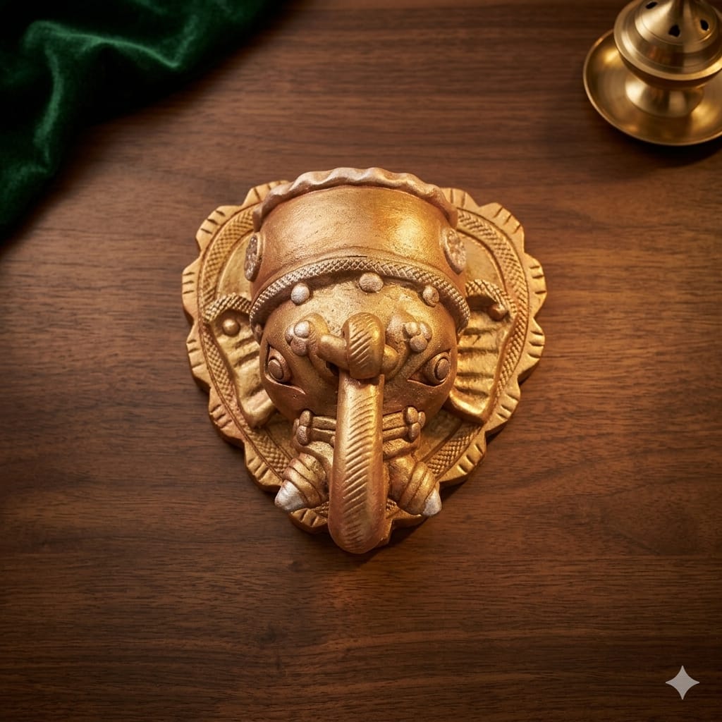 Handmade GI Tagged Gorakhpur Terracotta Lord Ganesha Wall Planter & Wall Vase – Copper Metallic Finish