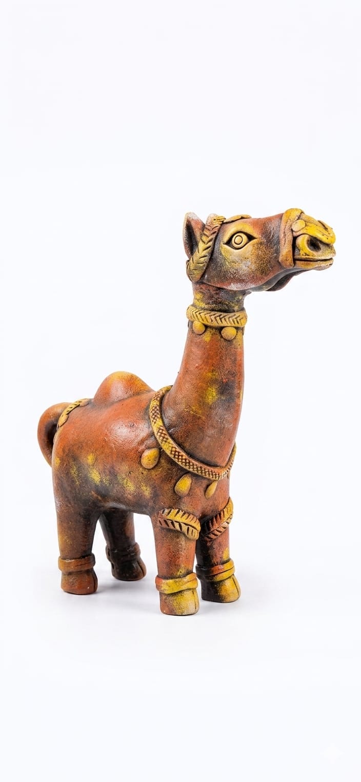 Handmade GI Tagged Gorakhpur Terracotta Camel Showpiece (8–10 Inch)