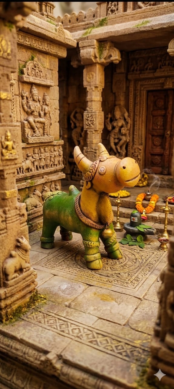 Handmade GI Tagged Gorakhpur Terracotta Nandi Bull Showpiece (5–7 Inch)
