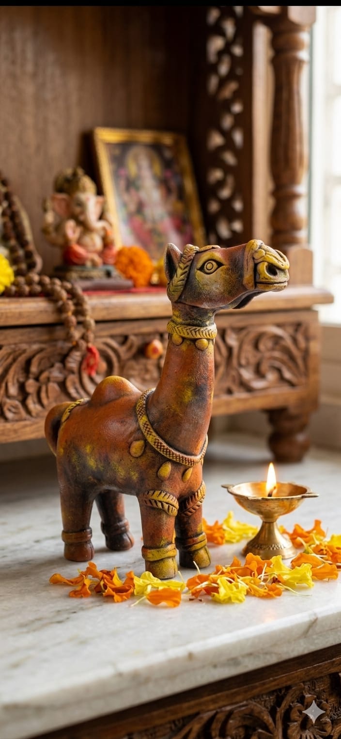 Handmade GI Tagged Gorakhpur Terracotta Camel Showpiece (8–10 Inch)
