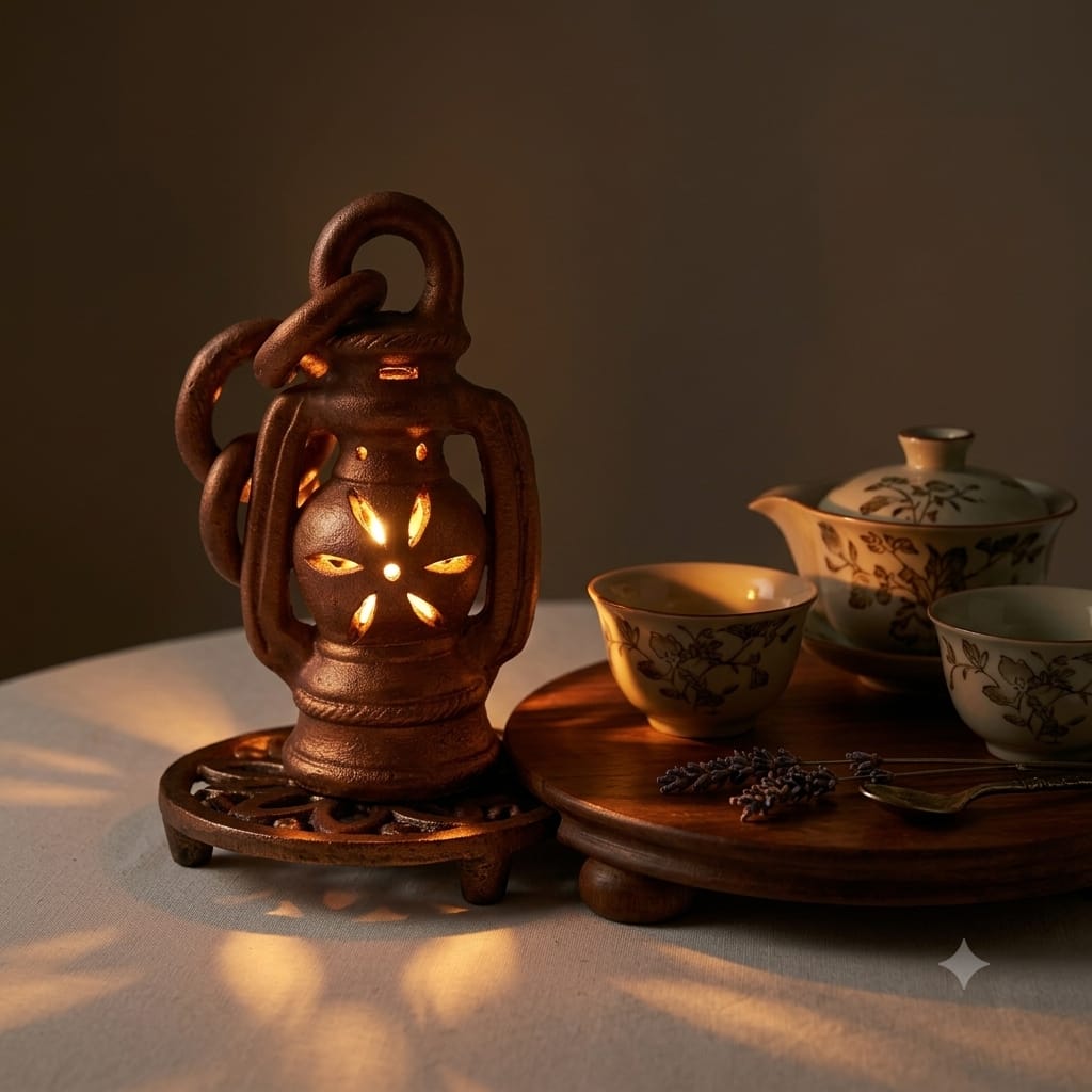 Handmade GI Tagged Gorakhpur Terracotta Mini Hanging Lantern – Copper Metallic Finish
