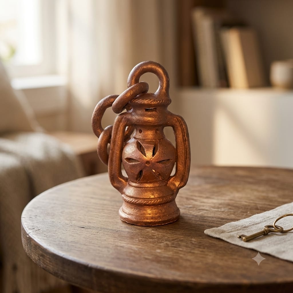 Handmade GI Tagged Gorakhpur Terracotta Mini Hanging Lantern – Copper Metallic Finish
