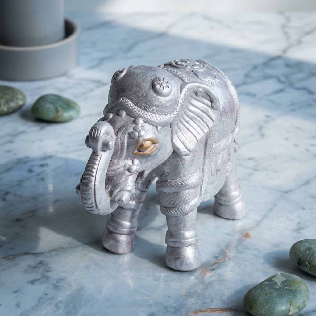 Handmade GI Tagged Gorakhpur Terracotta Royal Elephant Showpiece (8 Inch)
