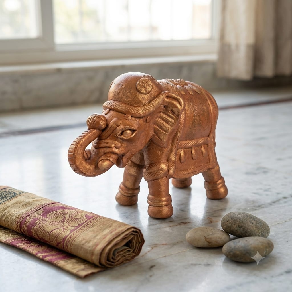 Handmade GI Tagged Gorakhpur Terracotta Royal Elephant Showpiece (8 Inch)