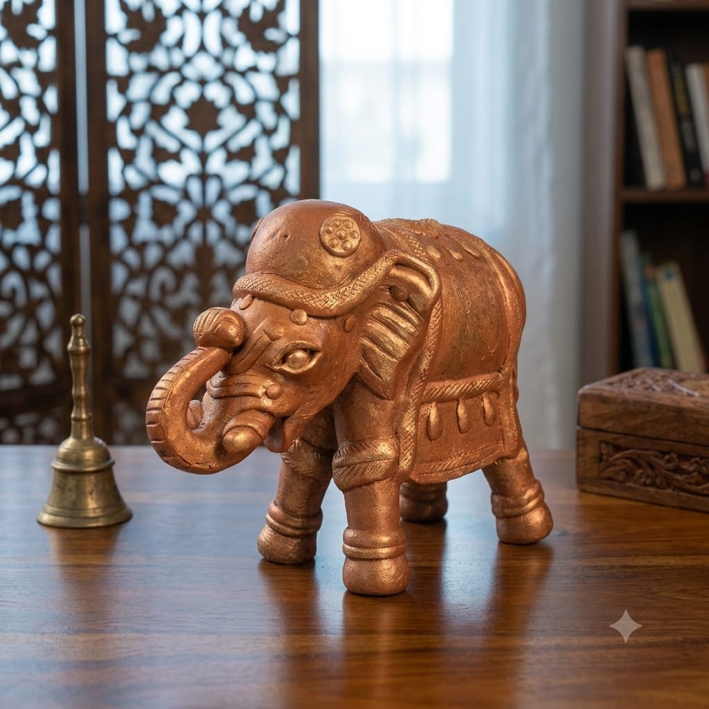 Handmade GI Tagged Gorakhpur Terracotta Royal Elephant Showpiece (8 Inch)