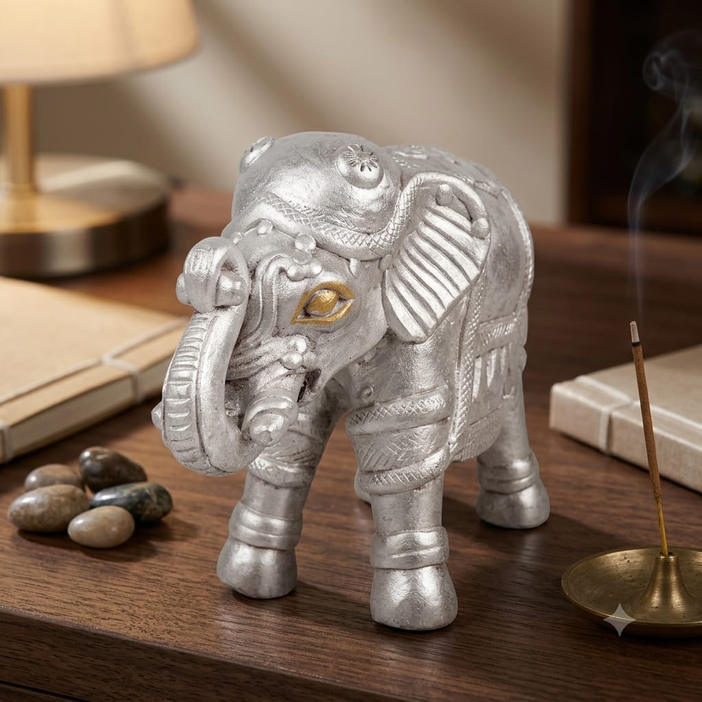 Handmade GI Tagged Gorakhpur Terracotta Royal Elephant Showpiece (8 Inch)