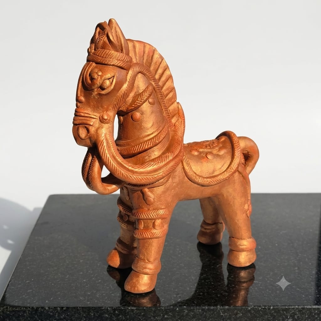 Handmade GI Tagged Gorakhpur Terracotta Royal Horse Showpiece (7–8 Inch)