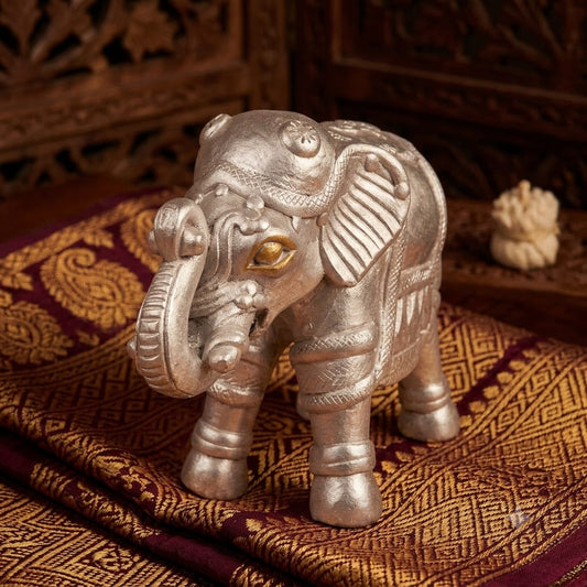 Handmade GI Tagged Gorakhpur Terracotta Royal Elephant Showpiece (8 Inch)