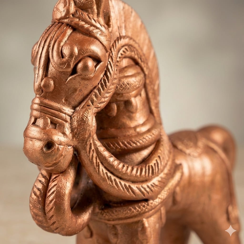 Handmade GI Tagged Gorakhpur Terracotta Royal Horse Showpiece (7–8 Inch)
