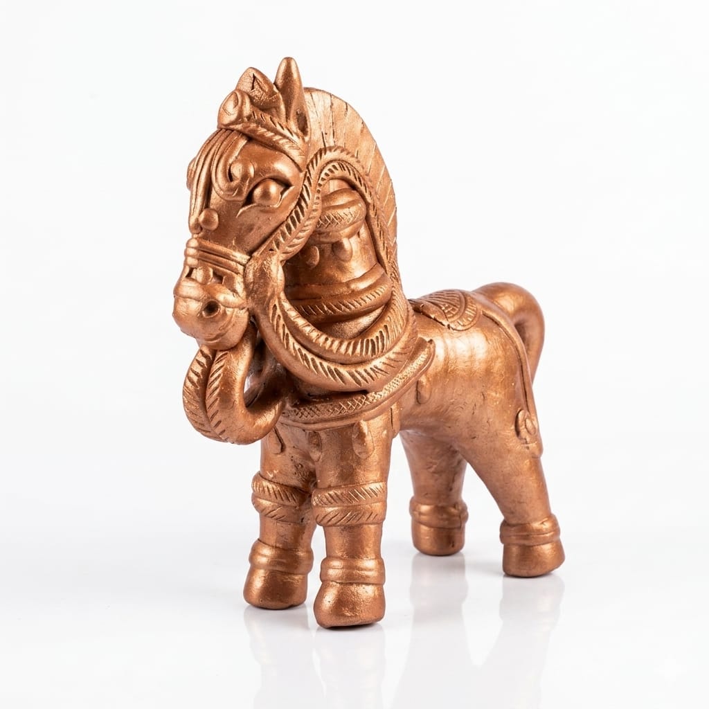 Handmade GI Tagged Gorakhpur Terracotta Royal Horse Showpiece (7–8 Inch)