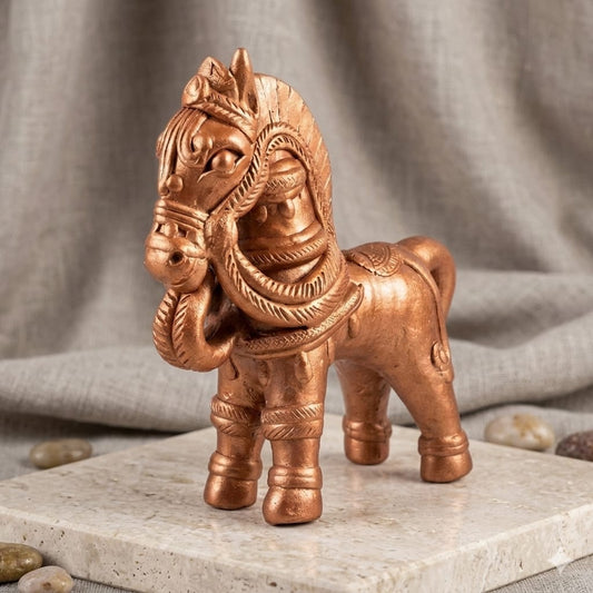 Handmade GI Tagged Gorakhpur Terracotta Royal Horse Showpiece (7–8 Inch)