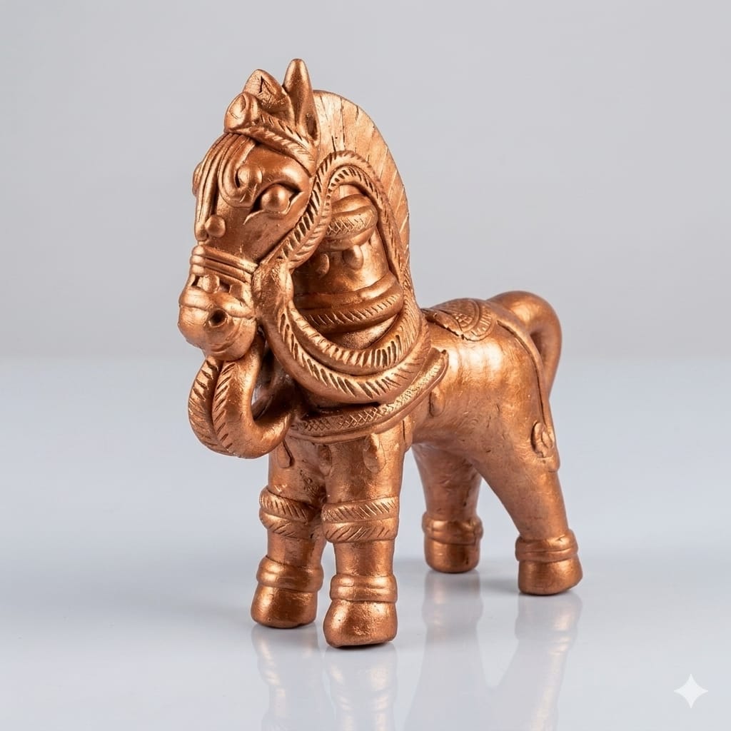 Handmade GI Tagged Gorakhpur Terracotta Royal Horse Showpiece (7–8 Inch)