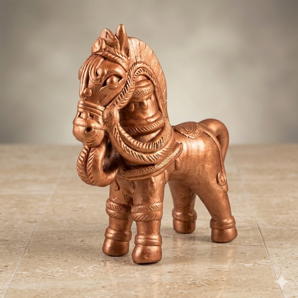 Handmade GI Tagged Gorakhpur Terracotta Royal Horse Showpiece (7–8 Inch)