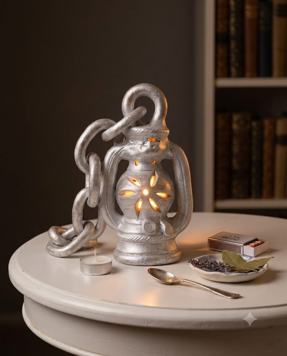 Handmade GI Tagged Gorakhpur Terracotta Mini Hanging Lantern – Copper Metallic Finish