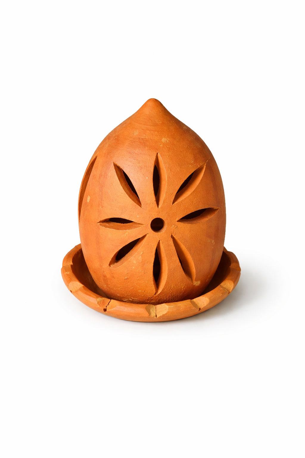Handmade GI Tagged Gorakhpur Terracotta Akhand Jyot Diya Cover with Sacred Lamp (6 Inch)