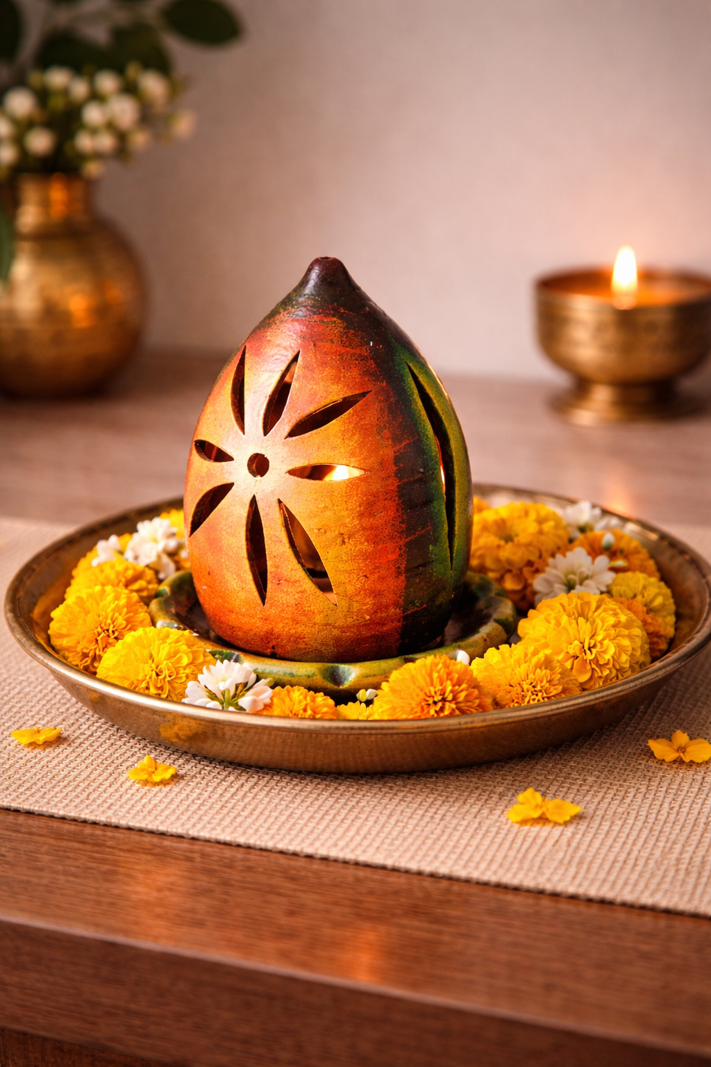 Handmade GI Tagged Gorakhpur Terracotta Akhand Jyot Diya Cover with Sacred Lamp (6 Inch)