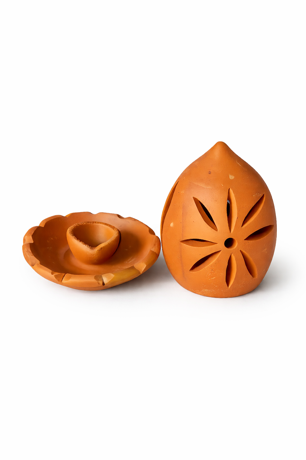 Handmade GI Tagged Gorakhpur Terracotta Akhand Jyot Diya Cover with Sacred Lamp (6 Inch)