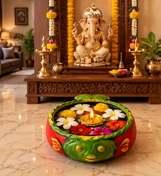 Handmade GI Tagged Gorakhpur Terracotta Fish Urli Bowl for Home & Pooja Decor