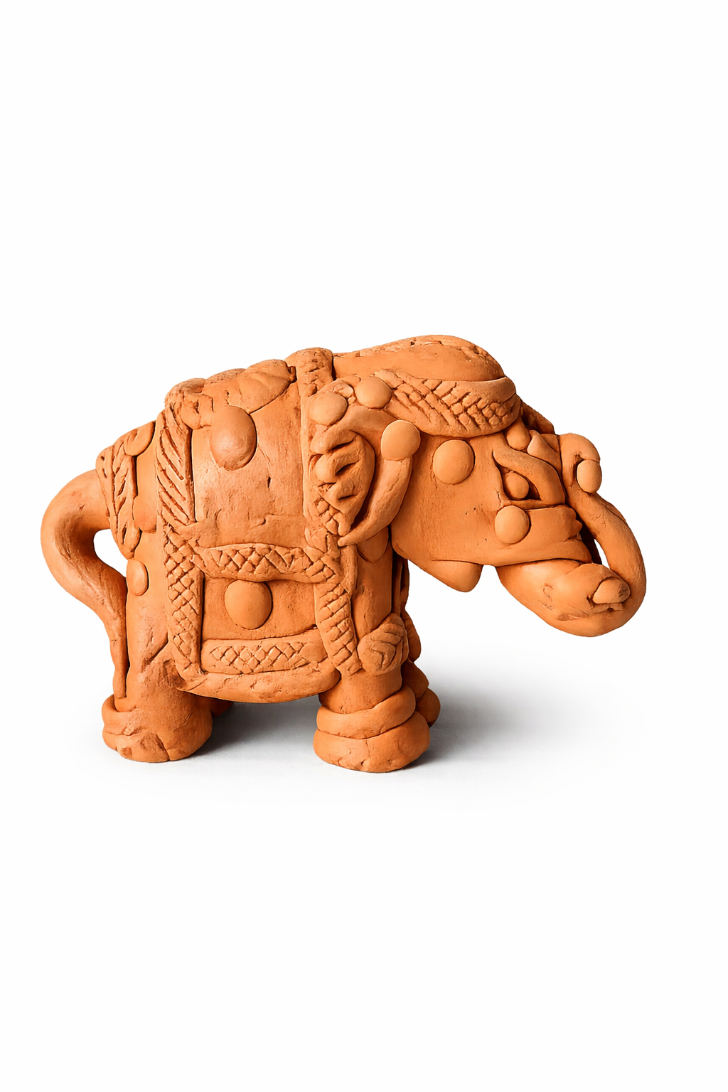 Handmade GI Tagged Gorakhpur Terracotta Royal Elephant Figurines (Set of 2) – 4 Inches