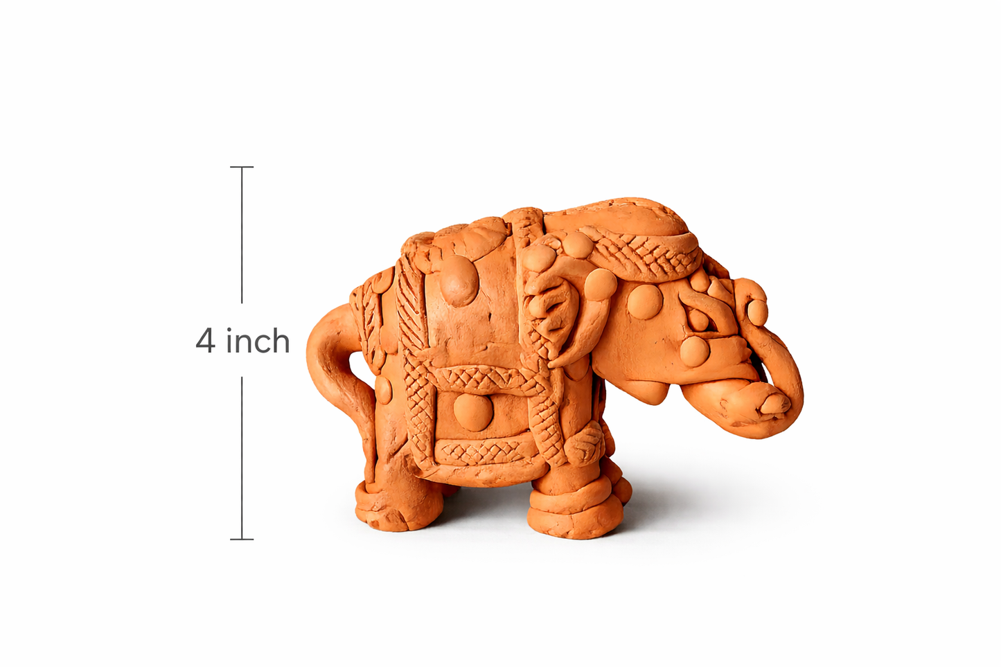 Handmade GI Tagged Gorakhpur Terracotta Royal Elephant Figurines (Set of 2) – 4 Inches