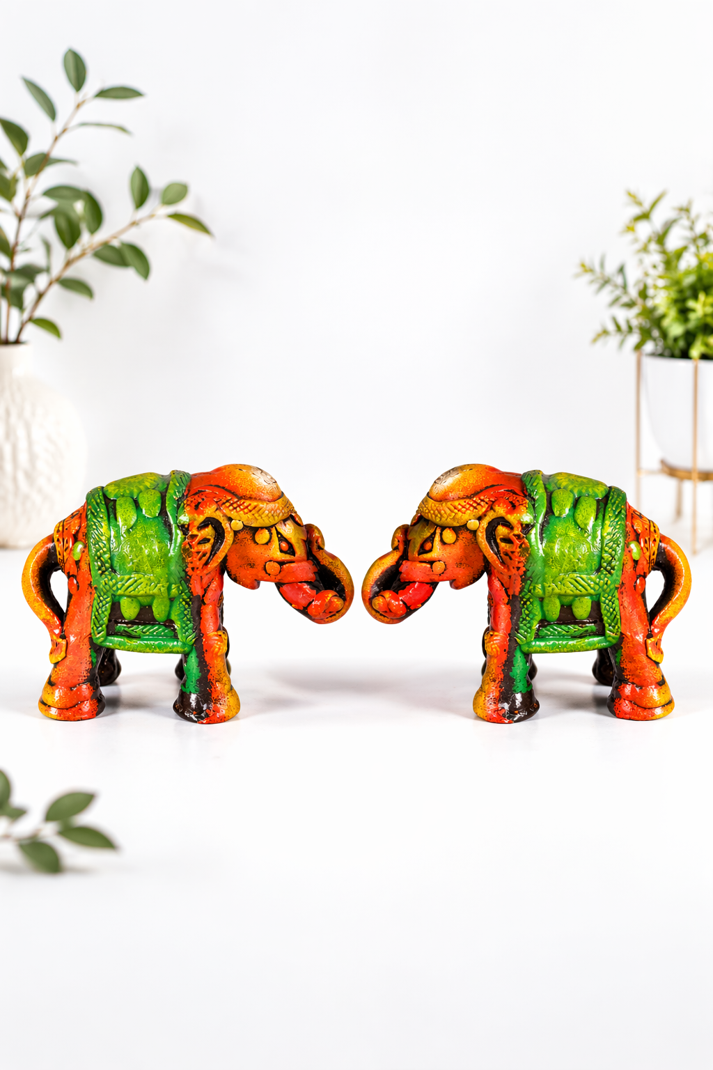 Handmade GI Tagged Gorakhpur Terracotta Royal Elephant Figurines (Set of 2) – 4 Inches