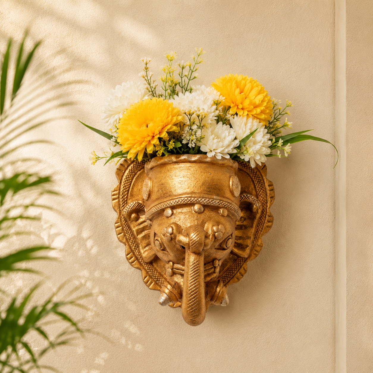 Handmade GI Tagged Gorakhpur Terracotta Lord Ganesha Wall Planter & Wall Vase – Copper Metallic Finish