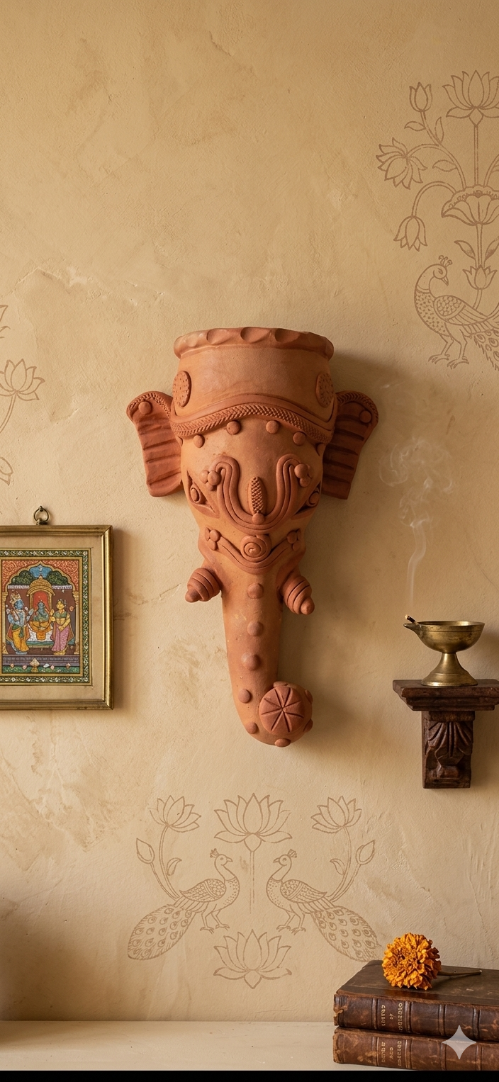Handmade GI Tagged Gorakhpur Terracotta Elephant Wall Vase & Planter (30 cm)